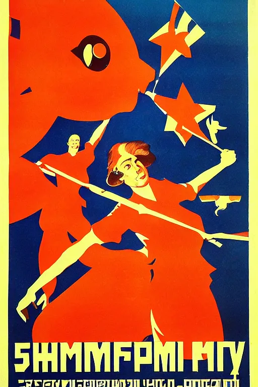 Prompt: Soviet Propaganda Poster for shrimp party