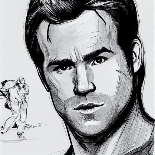 Prompt: Ryan Reynolds as Dexter, concept art, sharp focus, illustration in pen an ink