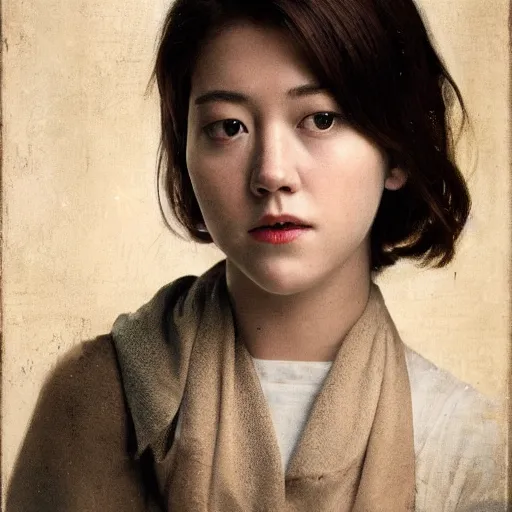 Prompt: a masterpiece portrait photo of a beautiful young woman who looks like a korean mary elizabeth winstead