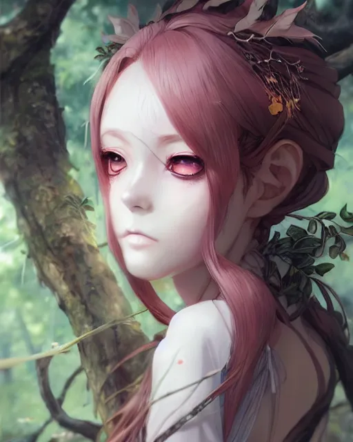 Image similar to character concept art of an anime forest witch | | cute - fine - face, pretty face, realistic shaded perfect face, fine details by stanley artgerm lau, wlop, rossdraws, james jean, andrei riabovitchev, marc simonetti, and sakimichan, tranding on artstation