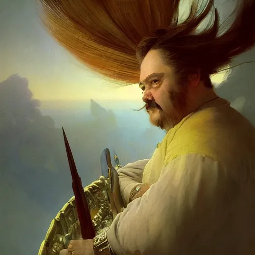 Image similar to art by ivan aivazovsky and syd mead and moebius and gaston bussiere and roger dean and pieter claesz and paul delaroche and alma tadema and aelbert cuyp and willem claesz, a fantasy cinematic close up shot of a dwarf berserker, warhammer, dnd, last stand