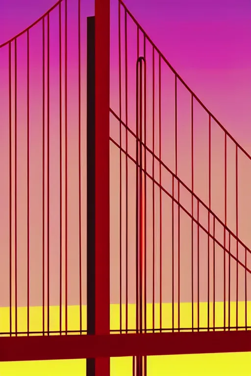 Image similar to minimalist boho style art of colorful golden gate bridge at sunrise, illustration, vector art