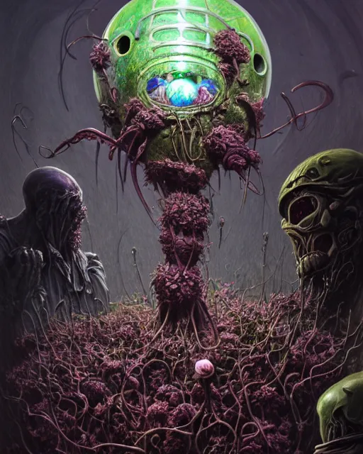 Image similar to the platonic ideal of flowers, rotting, insects and praying of cletus kasady carnage thanos dementor wild hunt chtulu mandelbulb schpongle doctor doom bioshock xenomorph akira, ego death, decay, dmt, psilocybin, concept art by randy vargas and zdzisław beksinski