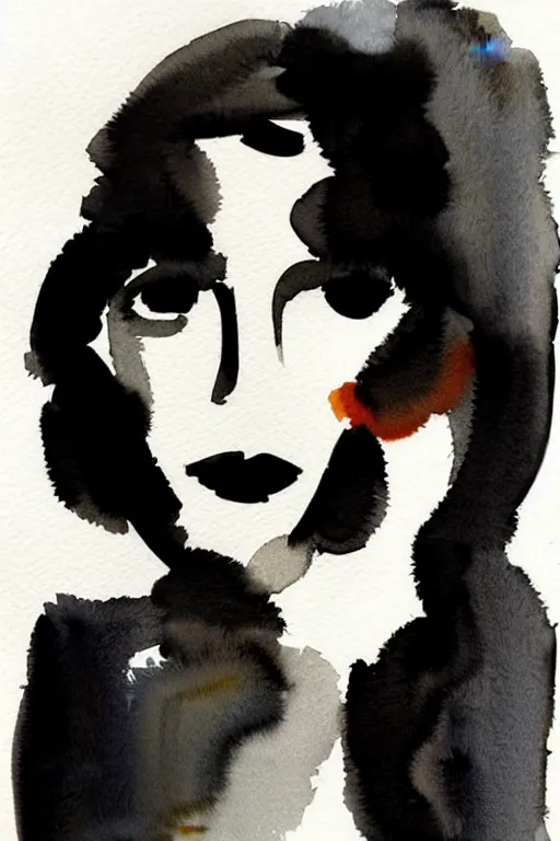 Image similar to beautiful face woman, grey, colorless and silent, watercolor portrait by David downton