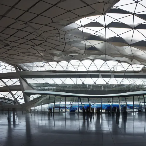 Prompt: dallas forth worth international airport designed by Zaha Hadid