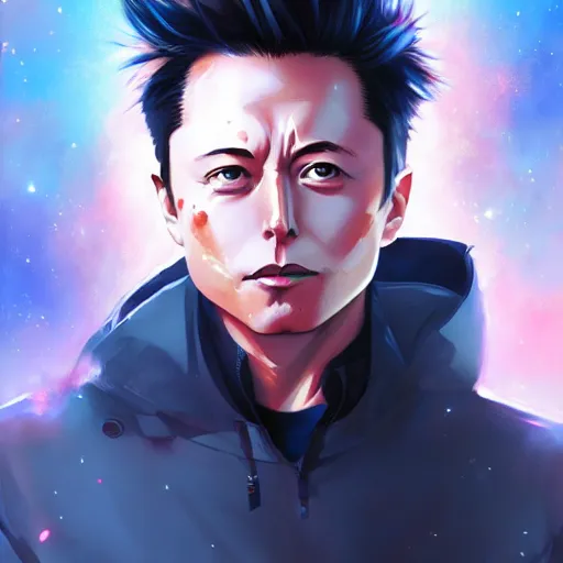 Image similar to anime portrait of elon musk as an anime boy by Stanley Artgerm Lau, WLOP, Rossdraws, James Jean, Andrei Riabovitchev, Marc Simonetti, and Sakimichan, trending on artstation