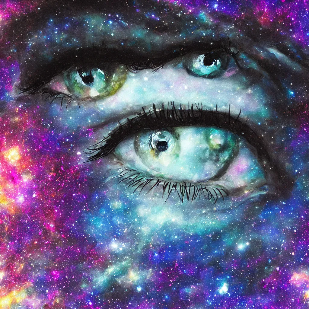 Image similar to galaxy in the eye 👁️ , high quality, high details, 🌌, high detail photo, 🌠,digital art,