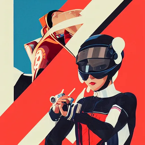 Prompt: Painting of Speed Racer by Sachin Teng :4 stylish, asymmetrical, Matte Painting , Vector art, geometric shapes, hard edges, graffiti, street art:2 Masterpiece, impressive detail, Profound, by Sachin Teng:4