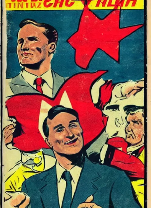 Image similar to vintage comic book cover of justin trudeau as a leader in the third reich