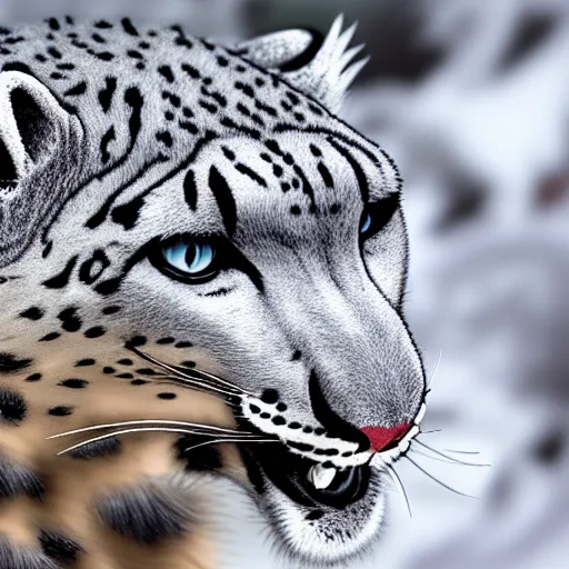 Image similar to Snow leopard smoking a spliff in his mouth, cartoon