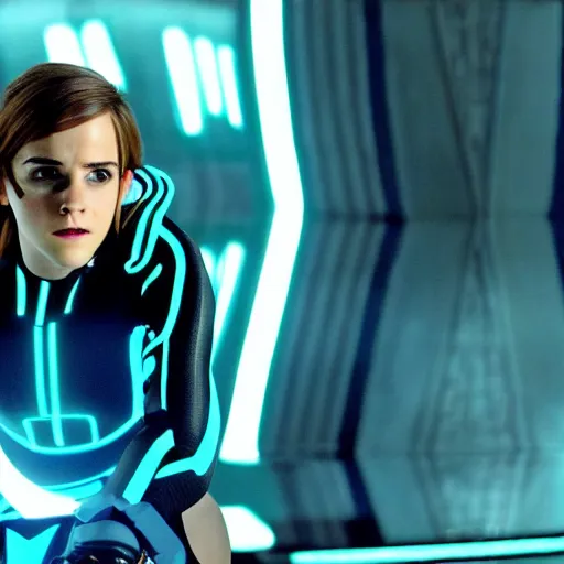 Image similar to movie still of emma watson in tron : legacy ( 2 0 1 0 )