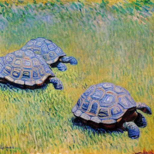 Image similar to tortoises using heavy artillery by claude monet