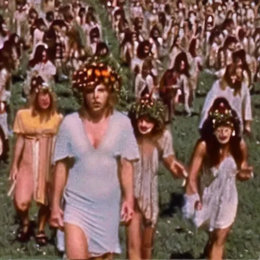 Image similar to vhs 1 9 8 0 s footage of a scene from the movie midsommar