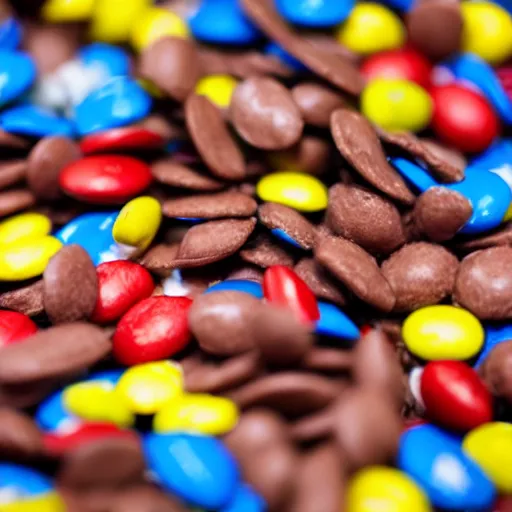 Prompt: peanut m & ms exploding, photo