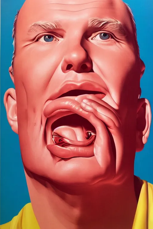 Prompt: a portrait a very ordinary person, by James Rosenquist, pop, airbrush, anatomically correct, beautiful perfect face, sharp focus, Highly Detailed