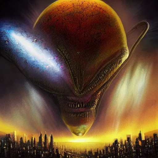 Image similar to an alien invasion of new york city all of humanity is fighting back, artstation hall of fame gallery, editors choice, #1 digital painting of all time, most beautiful image ever created, emotionally evocative, greatest art ever made, lifetime achievement magnum opus masterpiece, the most amazing breathtaking image with the deepest message ever painted, a thing of beauty beyond imagination or words, 4k, highly detailed, cinematic lighting