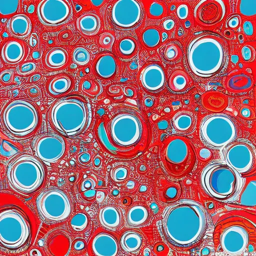 Prompt: chrome spheres on a red cube by alex janvier