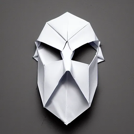 Image similar to hotline Miami mask as a paper origami, photo ultra realistic 4k
