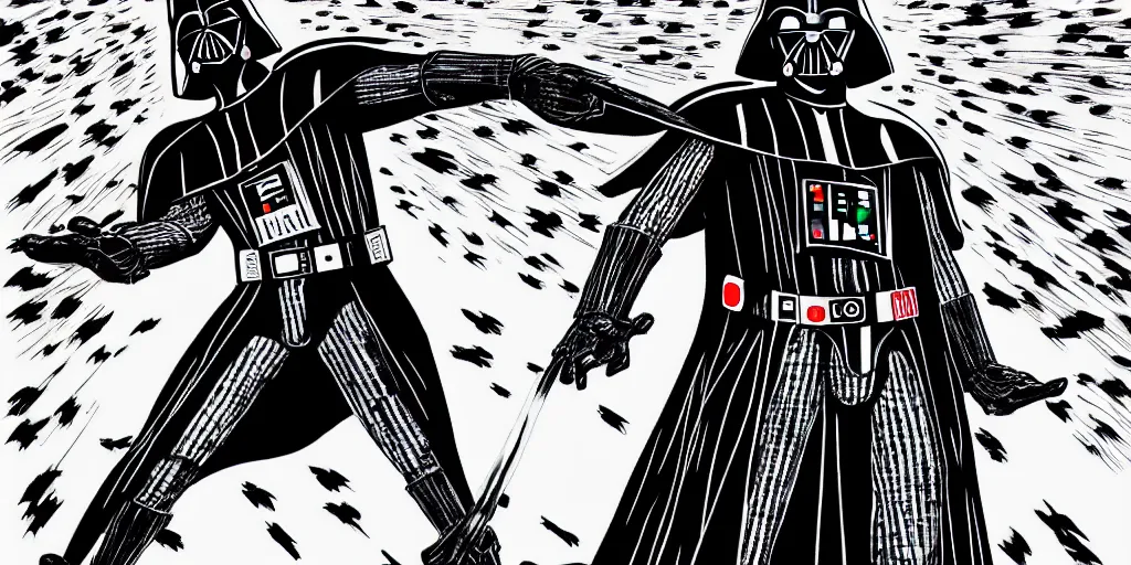 Image similar to darth vader, by junji ito