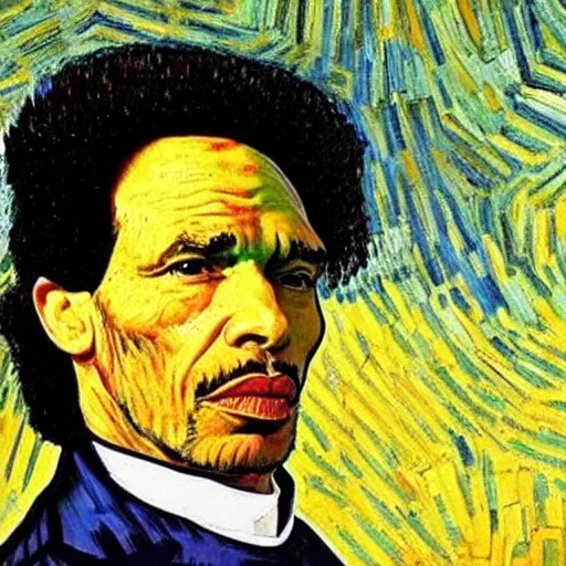 Image similar to president gaddafi portrait, van gogh