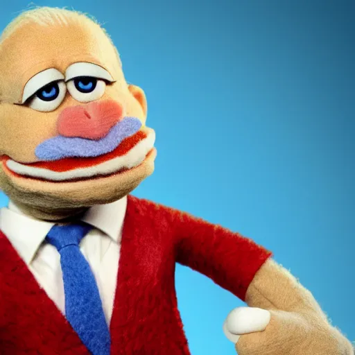 Prompt: joe biden as a muppet. highly detailed felt. hyper real photo. 4 k.