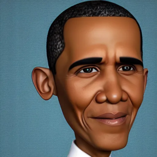 Image similar to hyperdetailed 3 d cartoon render of cartoon barackb obama in a confident expressive pose, cartoon eyes!!!!! cute, exaggarated facial features, cute cartoon style, white background, low angle shot, cinematic studio lighting, studio quality, octane render, unreal engine 5, trending on artstation, art by sebastian jm, 8 k