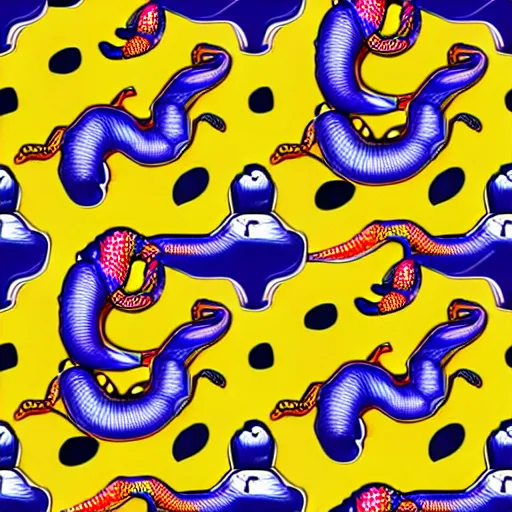 Image similar to seamless pattern showing poisonous snakes. colorful, hdr photography, seamless, tileable, ornament.