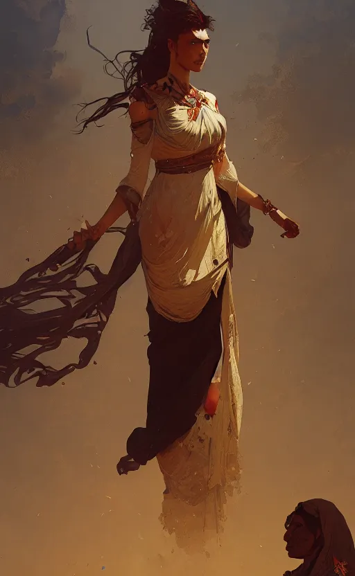 Image similar to a personification of the country syria, highly detailed, digital painting, artstation, concept art, sharp focus, illustration, art by greg rutkowski and alphonse mucha