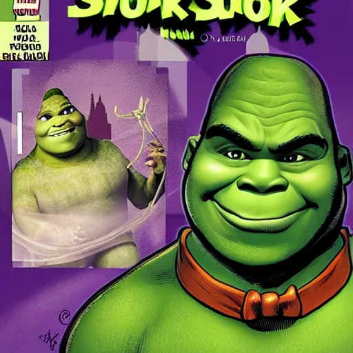 Prompt: Comic Book Cover of Shrek