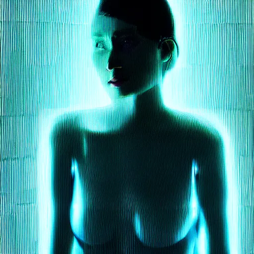 Image similar to a human portrait made out of rain, neon light, beautiful, rendered in octane, unreal engine, comic book art