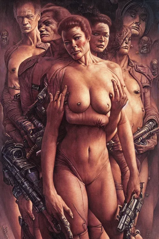 Image similar to total recall in the style of wayne barlowe, gustav moreau, goward, bussiere, roberto ferri, santiago caruso, luis ricardo falero, frazetta