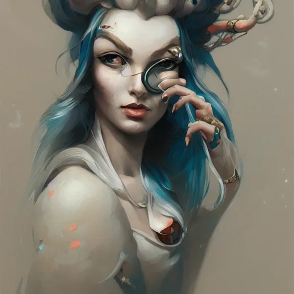 Image similar to a highly detailed portrait in the style of peter mohrbacher and in the style of james jean.