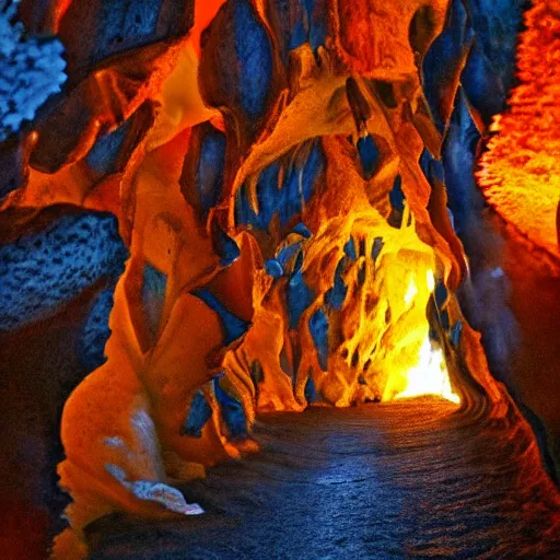 Prompt: magical caves of fire and ice