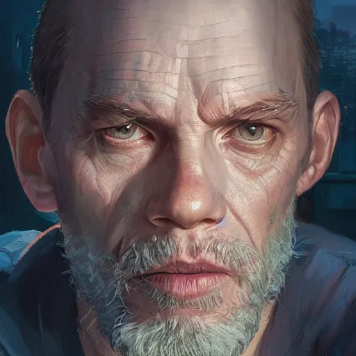 Image similar to highly detailed portrait, john malkovich, in gta v, stephen bliss, unreal engine, fantasy art by greg rutkowski, loish, rhads, ferdinand knab, makoto shinkai and lois van baarle, ilya kuvshinov, rossdraws, tom bagshaw, global illumination, radiant light, detailed and intricate environment