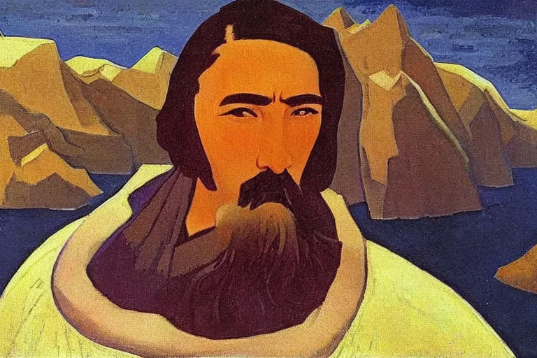 Image similar to portrait artwork by nicholas roerich