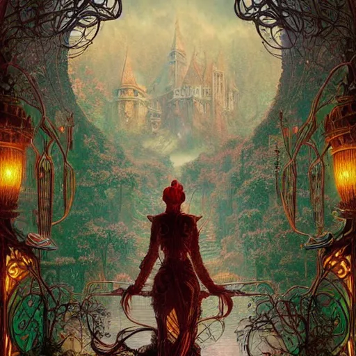 Prompt: river valley lush ornate art nouveau cinematic fantasy digital art by victo ngai, thomas kinkade, john howe, stephen gammell, artgerm, tomasz alen kopera, peter mohrbacher, john stephens