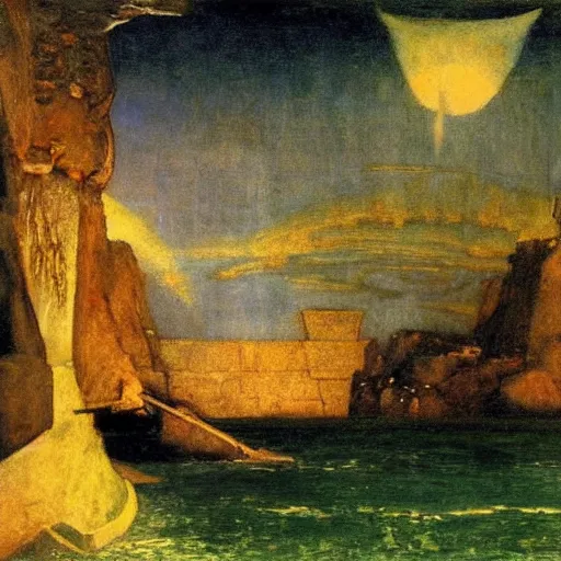 Image similar to The end of Atlantis by Arnold Böcklin, 1903 (München Pinacothek)