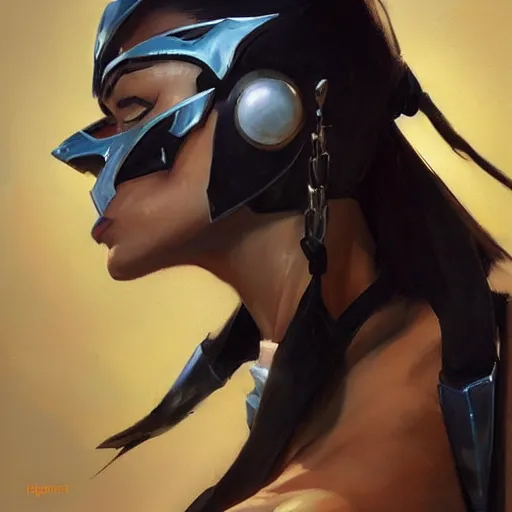 Image similar to greg manchess portrait painting of jade from mortal kombat as overwatch character, medium shot, asymmetrical, profile picture, organic painting, sunny day, matte painting, bold shapes, hard edges, street art, trending on artstation, by huang guangjian and gil elvgren and sachin teng