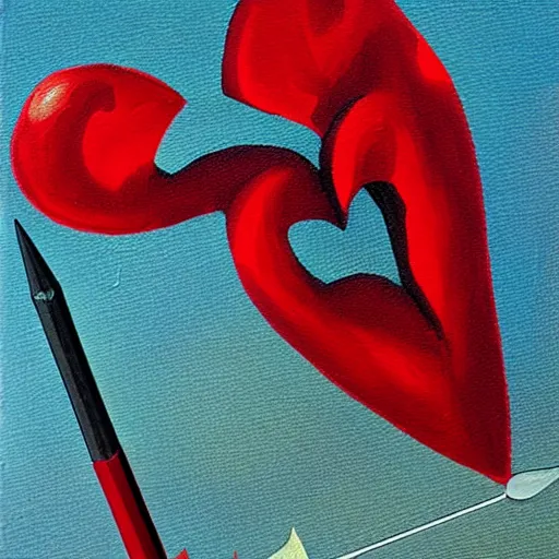 Image similar to heart shot with arrow? beautifull illustration, hd, oil painting