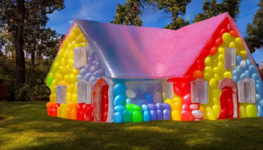 Prompt: House made of jelly beans ,god rays, incredible lighting, 4k photography award winning,