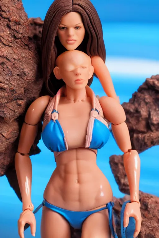 Image similar to 8 k high definition, 1 9 8 beautiful bikini kenner style action figure, full body, highly detailed, science fiction, photorealistic