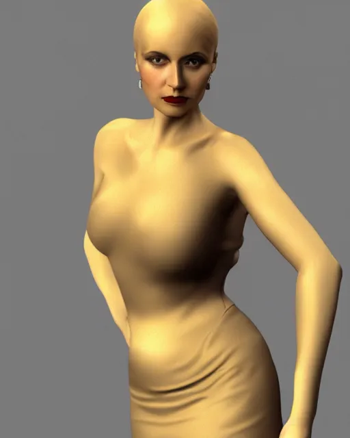 Image similar to 3 d render of a beautiful woman standing in the style of tamara de lempicka