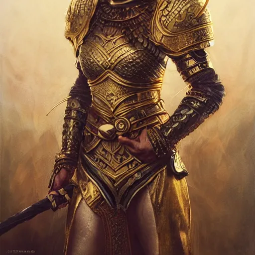 Image similar to portrait of a majestic fierce viking woman, highly detailed, gold plated armor, cinematic, 8 k, 1 0 8 0 s, by stanley artgermm, tom bagshaw, greg rutkowski, vincent di fate, carne griffiths, ayami kojima, trending on deviantart, hyper detailed, full of color, digital art,