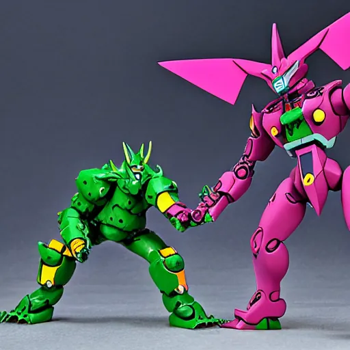 Image similar to EVA 01 fights with Kaiju from Pacific Region