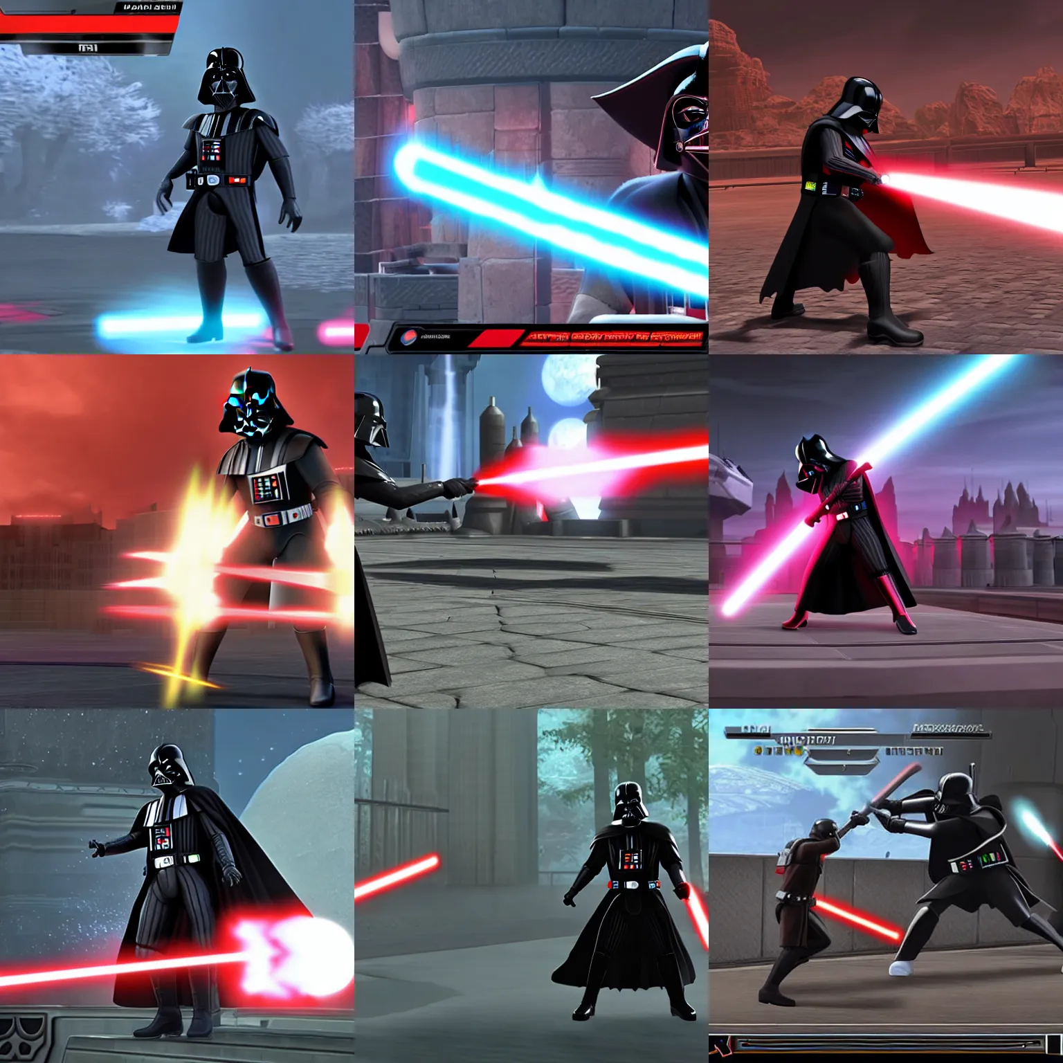 Prompt: Darth Vader as a character in the game Super Smash Bros. Ultimate, screenshot