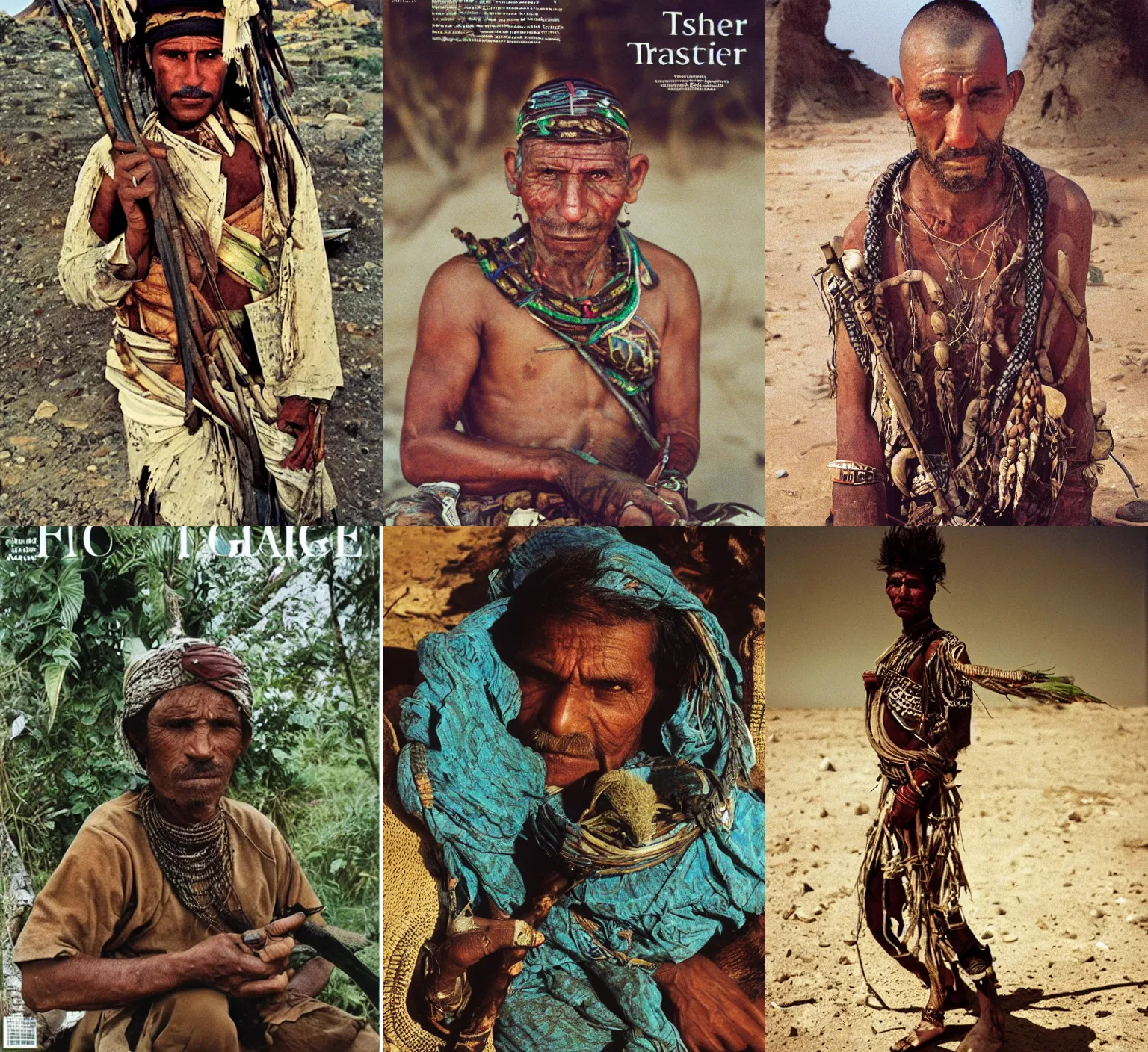 Prompt: portrait photo of the moon snake tribe hunter from Morocco and Yemen, full color magazine article by National Geographic (1998)