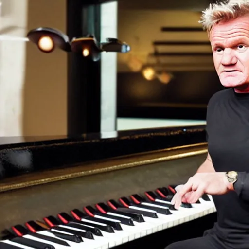 Image similar to gordon ramsey yelling at a piano