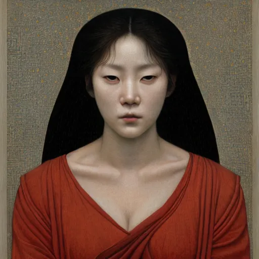 Prompt: Lee Jin-Eun by Dino Valls, rule of thirds, seductive look, beautiful