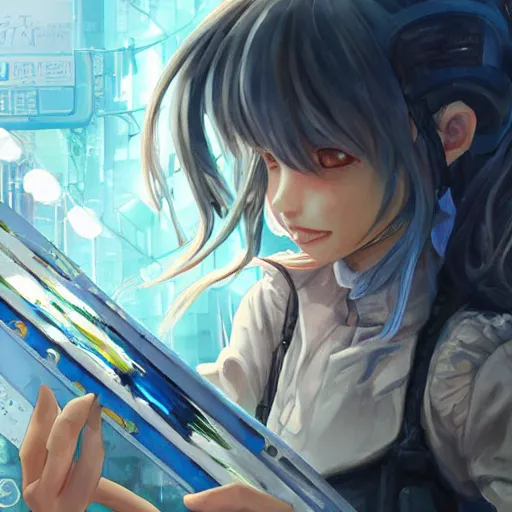 Image similar to dynamic composition, motion, ultra-detailed, incredibly detailed, a lot of details, amazing fine details and brush strokes, colorful and grayish palette, smooth, HD semirealistic anime CG concept art digital painting, watercolor oil painting of Clean and detailed post-cyberpunk sci-fi close-up schoolgirl in asian city in style of cytus and deemo, blue flame, relaxing, calm and mysterious vibes,, by a Chinese artist at ArtStation, by Huang Guangjian, Fenghua Zhong, Ruan Jia, Xin Jin and Wei Chang. Realistic artwork of a Chinese videogame, gradients, gentle an harmonic grayish colors. set in half-life 2, Matrix, GITS, Blade Runner, Neotokyo Source, Syndicate(2012), dynamic composition, beautiful with eerie vibes, very inspirational, very stylish, with gradients, surrealistic, dystopia, postapocalyptic vibes, depth of field, mist, rich cinematic atmosphere, perfect digital art, mystical journey in strange world