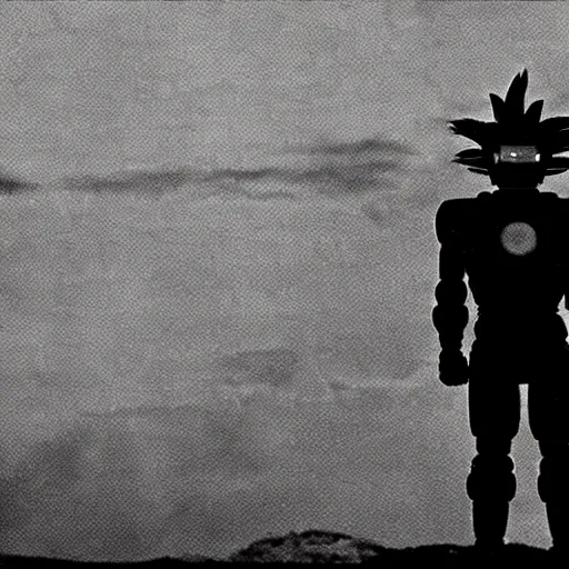 Prompt: movie still of robot goku, cinematic composition, cinematic light, criterion collection, by david lynch